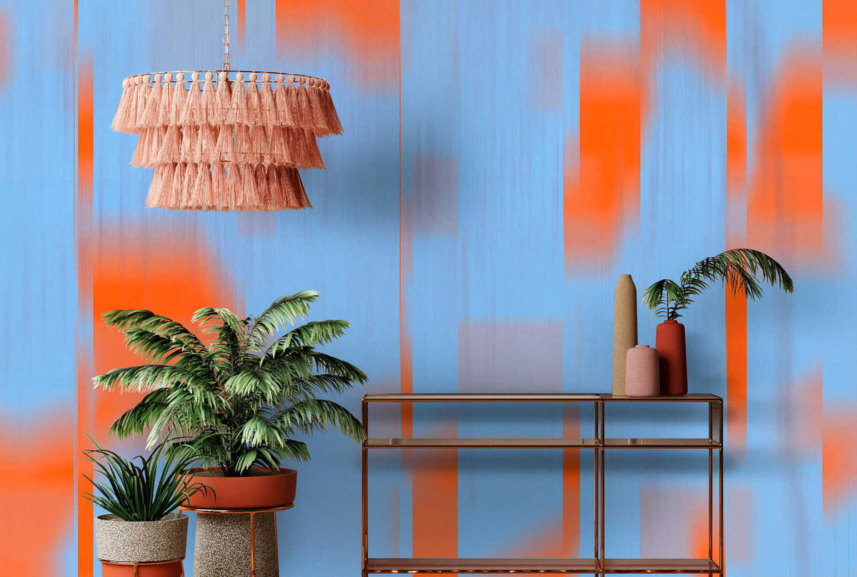 Fotomural Walls by Patel - neon fade1 - Contemporary art wallpaper with textured surface - blue, orange