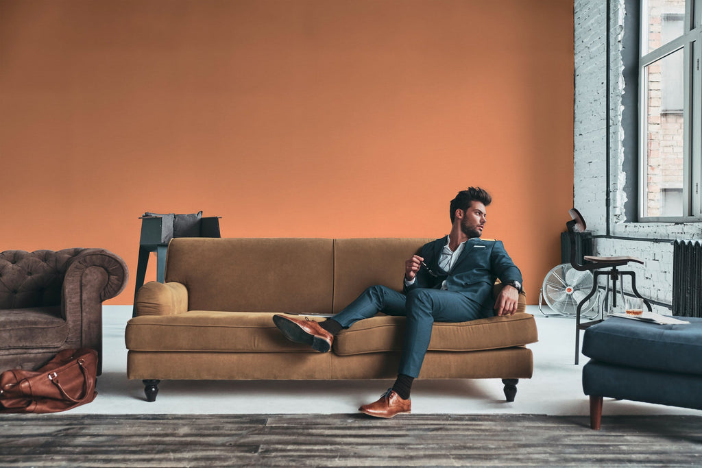 Hochwertige Vliestapete Orange Unitapete