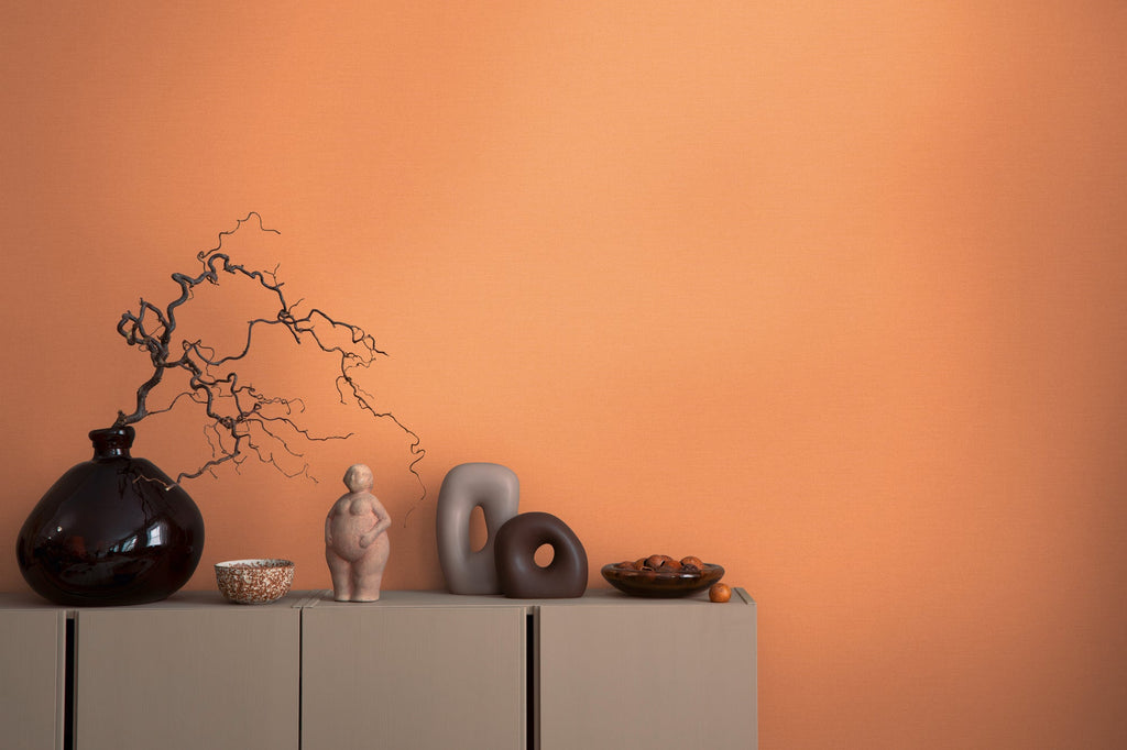 Hochwertige Vliestapete Orange Unitapete