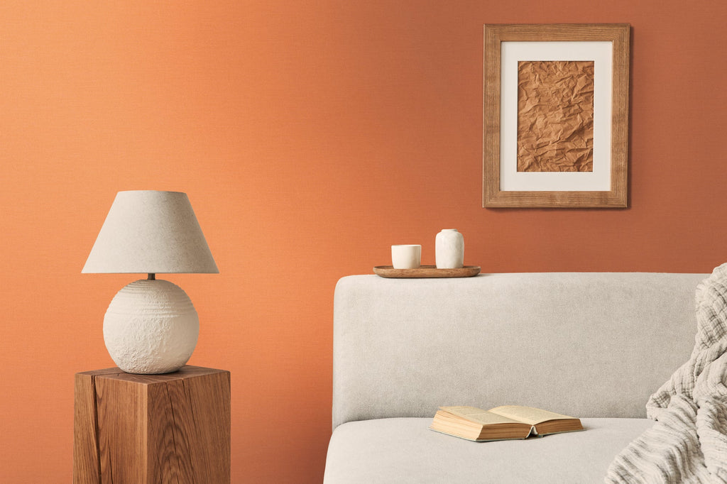 Hochwertige Vliestapete Orange Unitapete