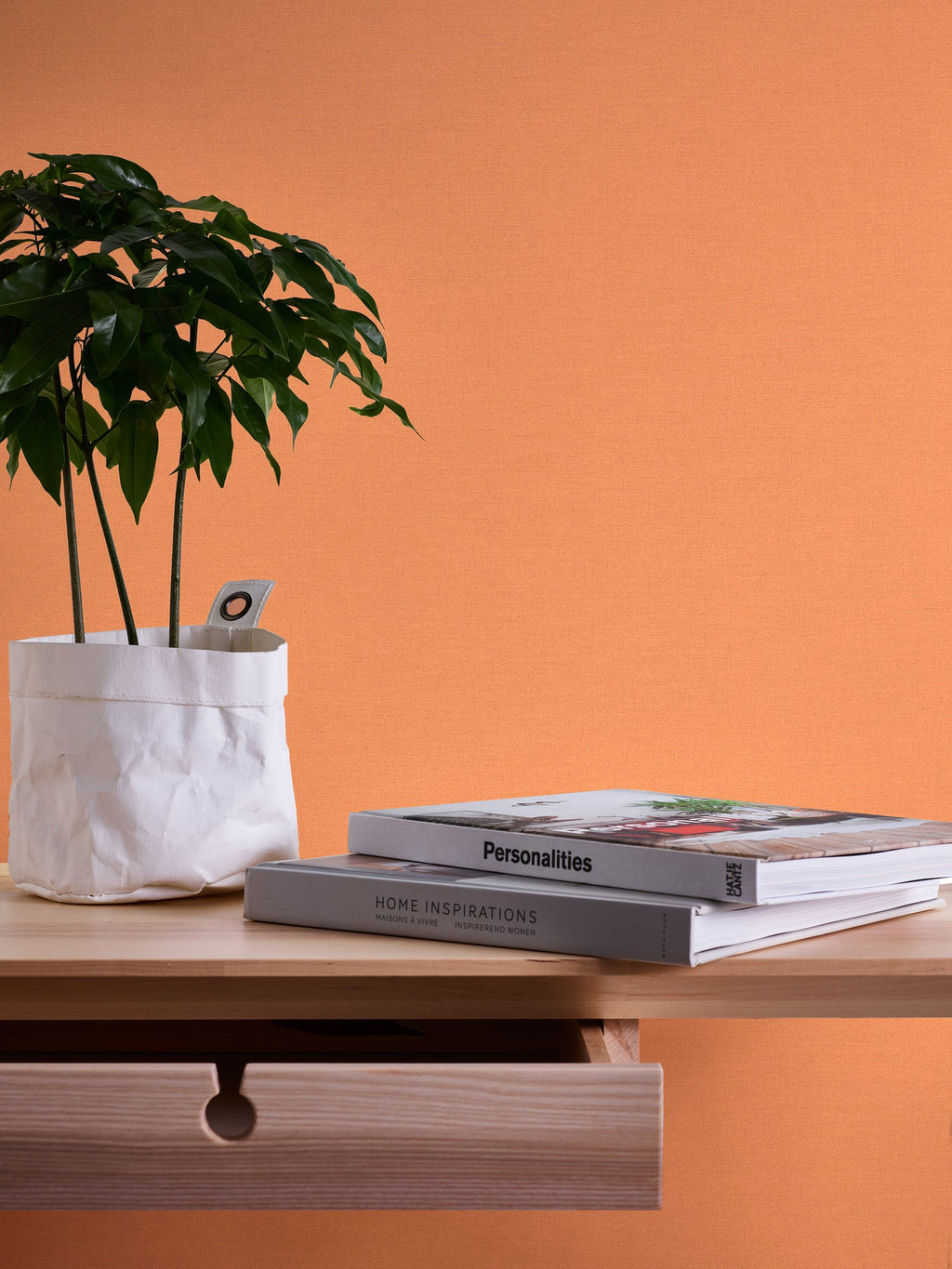 Hochwertige Vliestapete Orange Unitapete