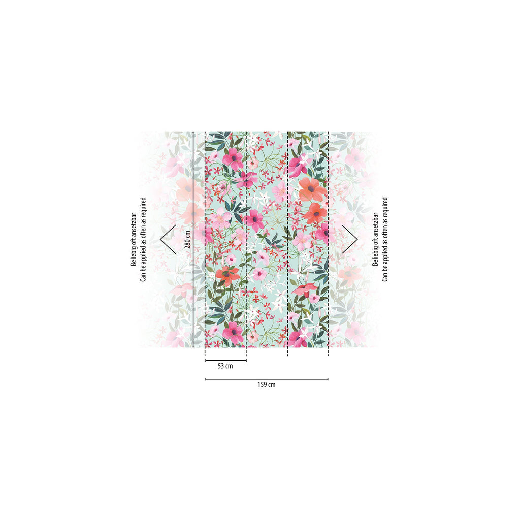 Hochwertige Fototapete Bunt Floral