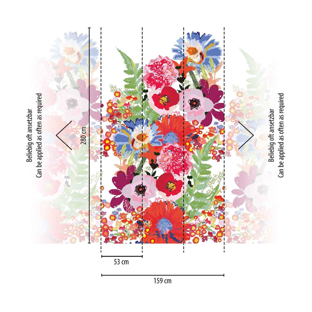 Hochwertige Fototapete Bunt Blumenmuster