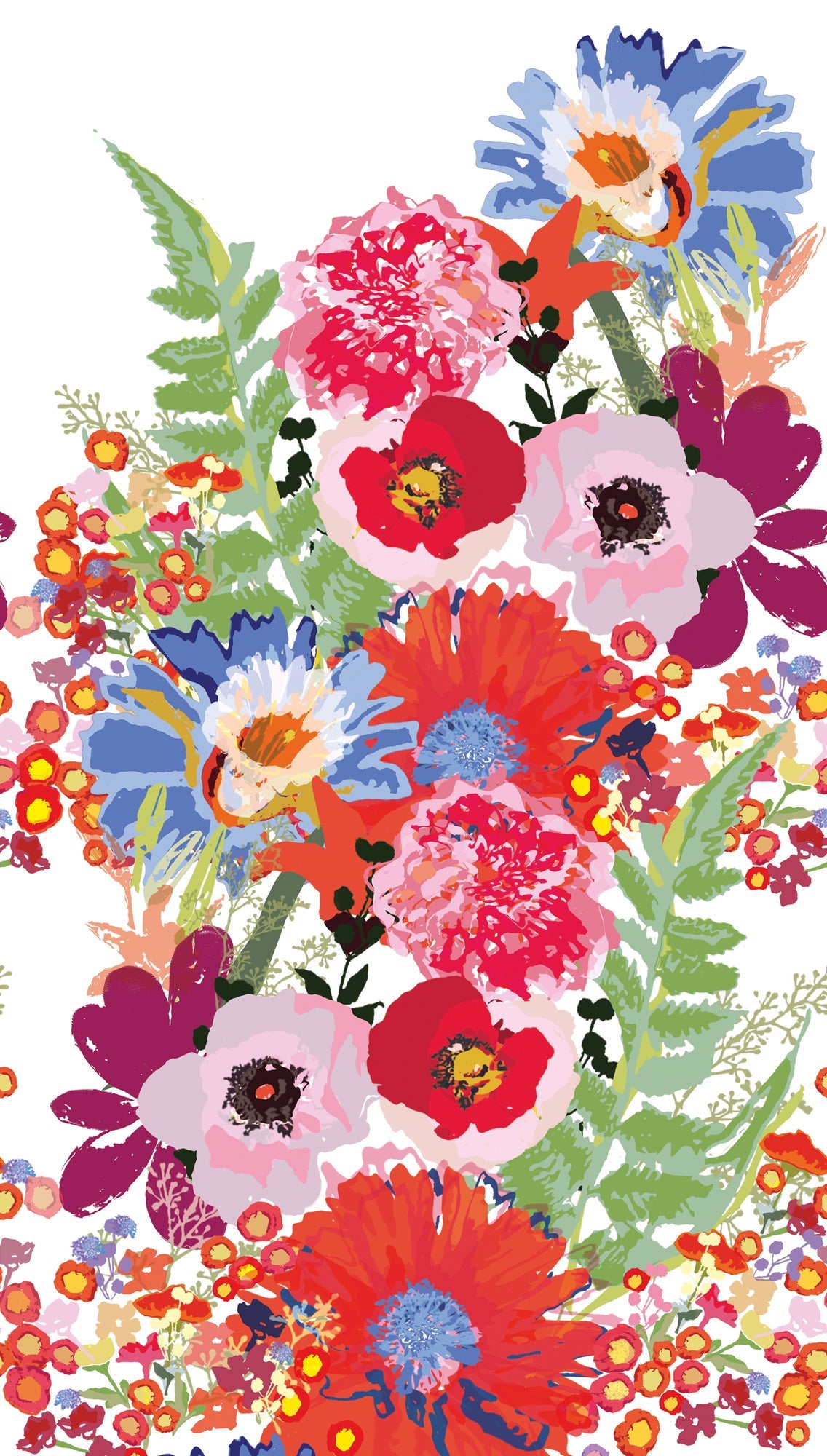 Hochwertige Fototapete Bunt Blumenmuster