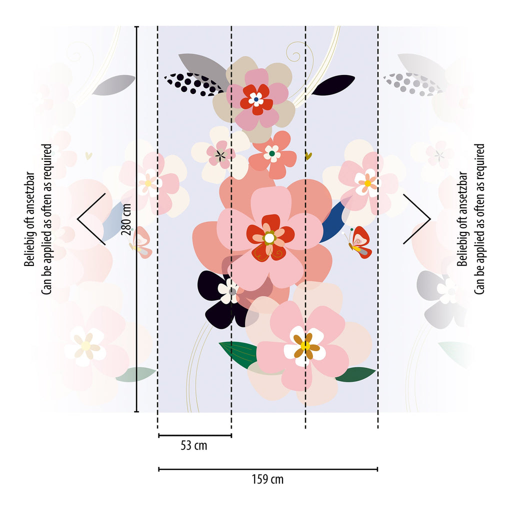 Hochwertige Fototapete Bunt Blumenmuster