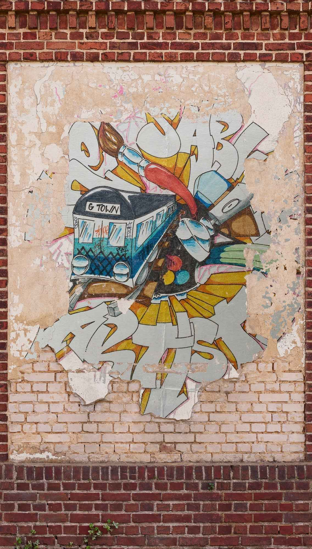 Hochwertige Fototapete Braun Graffiti