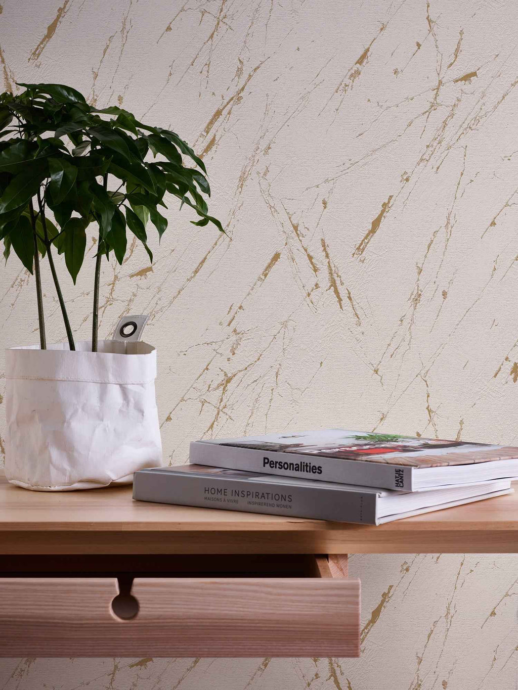 Hochwertige Vliestapete Beige Marmor