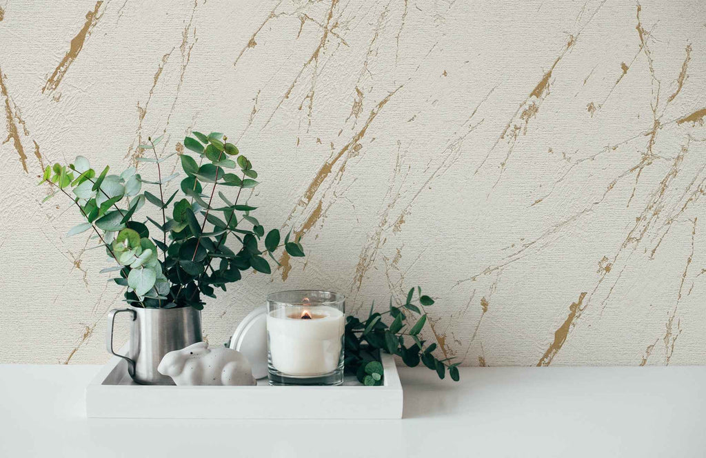 Hochwertige Vliestapete Beige Marmor
