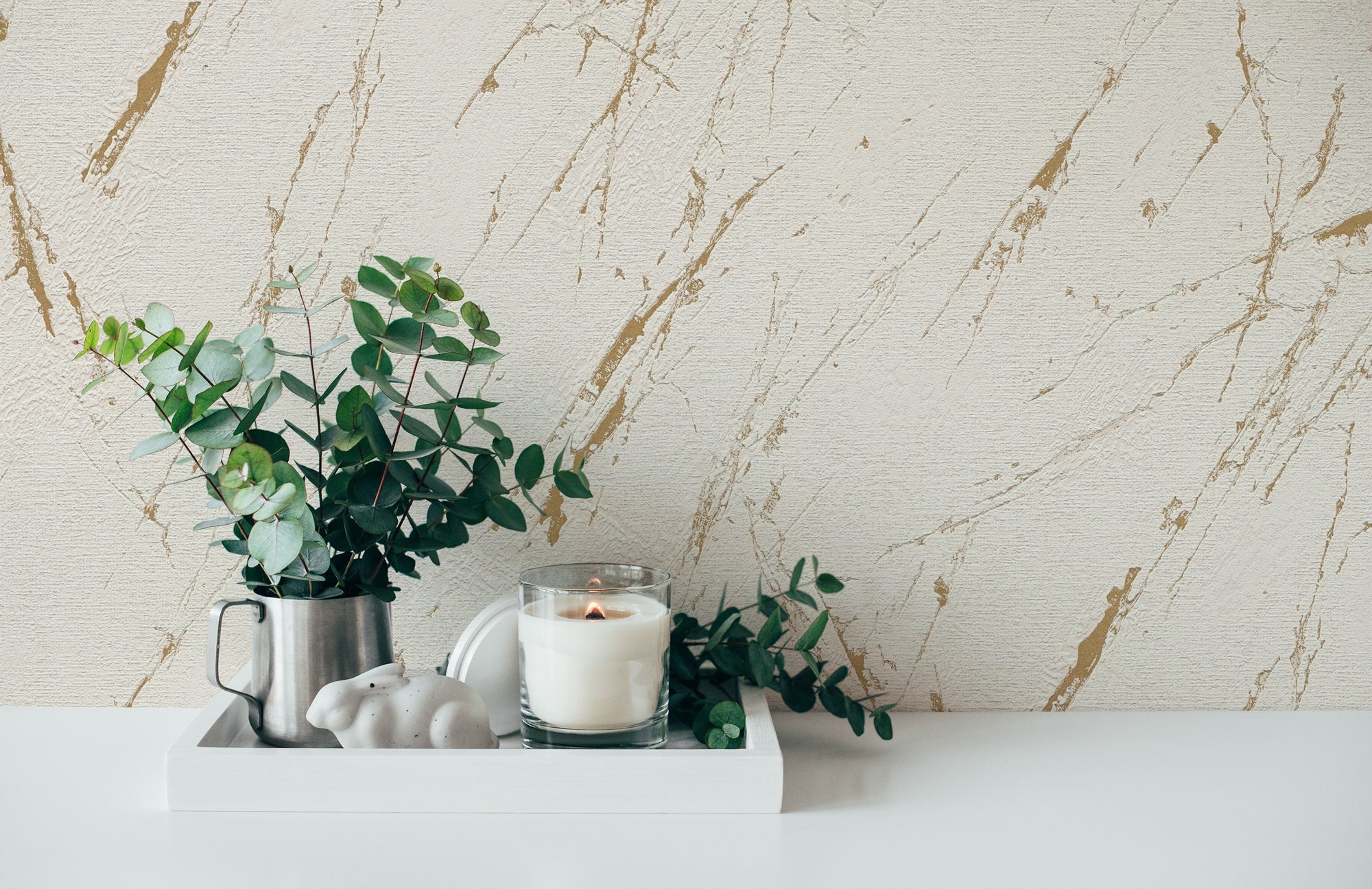 Hochwertige Vliestapete Beige Marmor