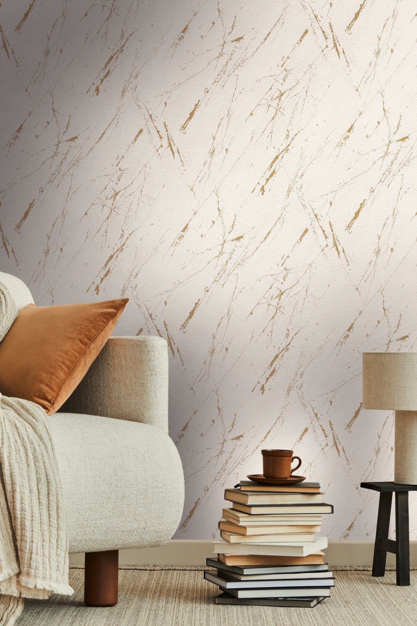 Hochwertige Vliestapete Beige Marmor