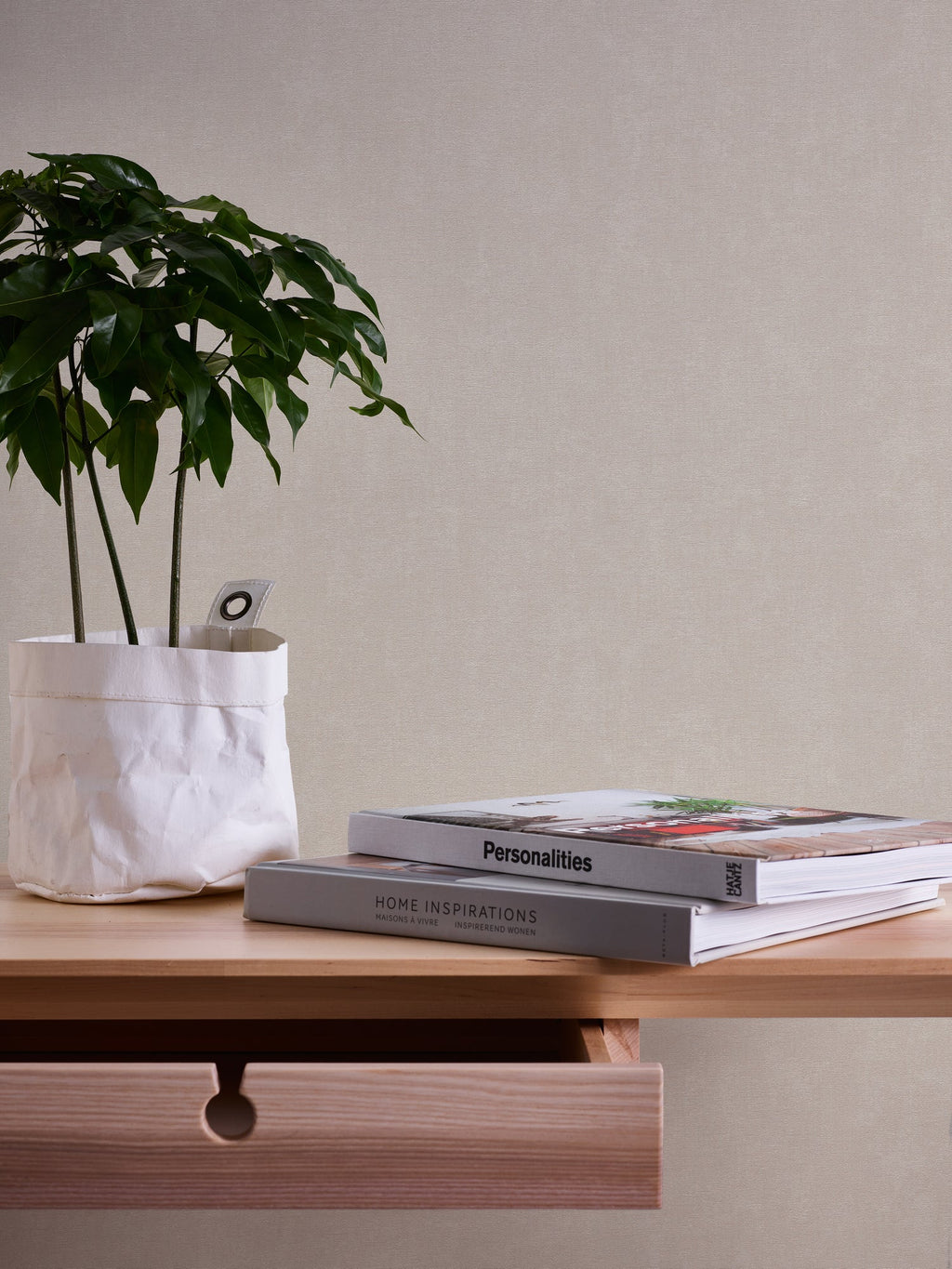 Hochwertige Vliestapete Beige Unitapete