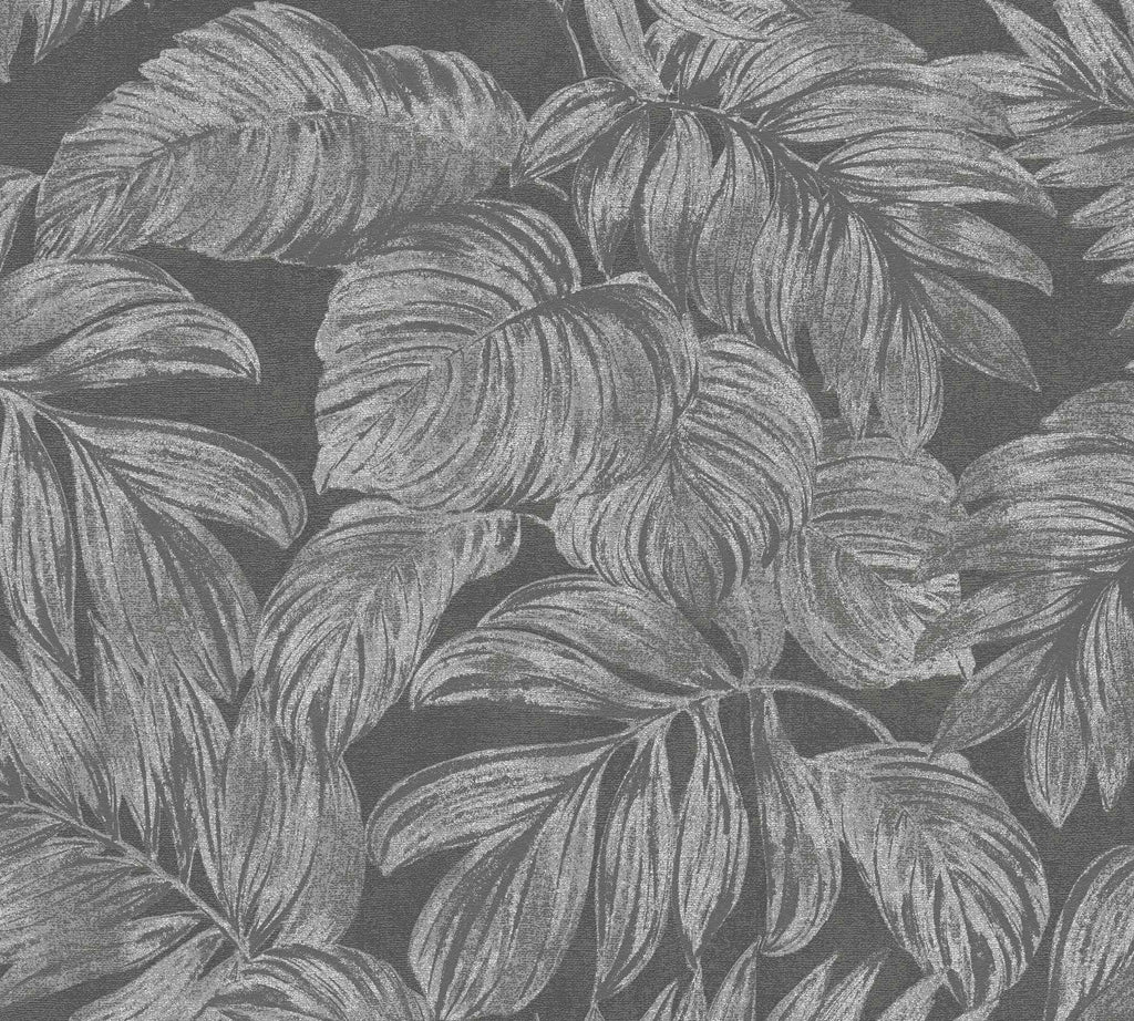 Hochwertige Vliestapete Anthrazit Floral