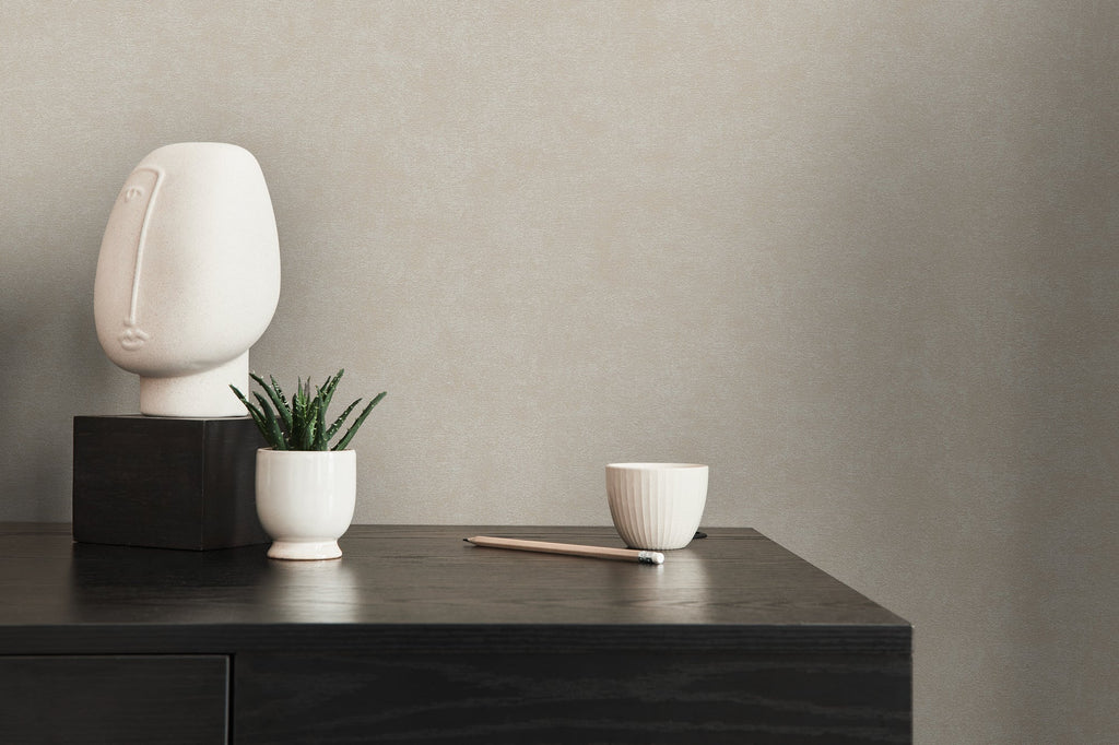 Hochwertige Vliestapete Beige Unitapete