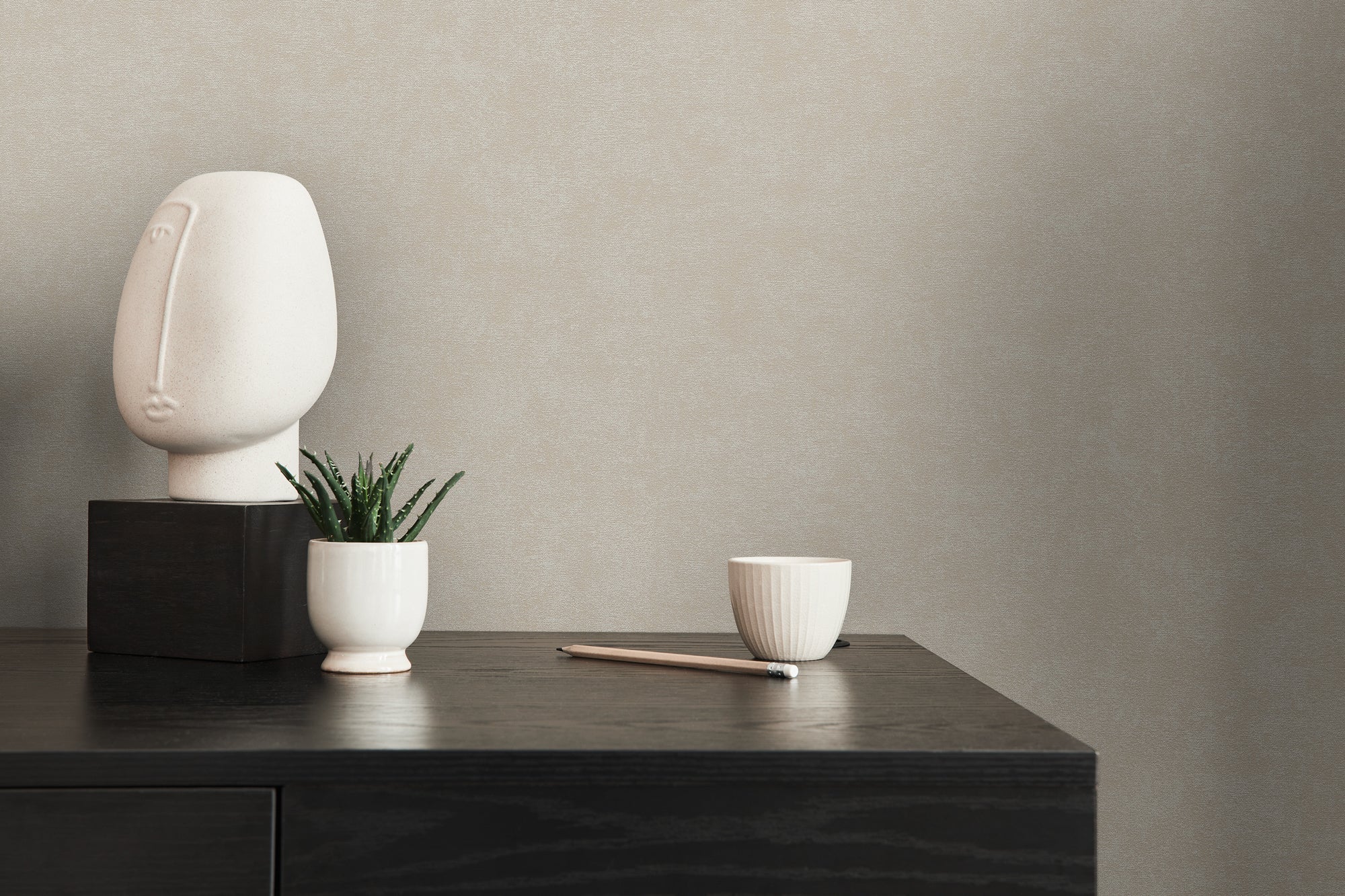 Hochwertige Vliestapete Beige Unitapete