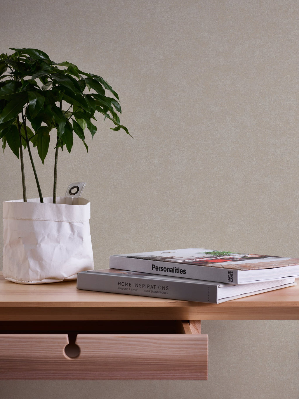 Hochwertige Vliestapete Beige Unitapete