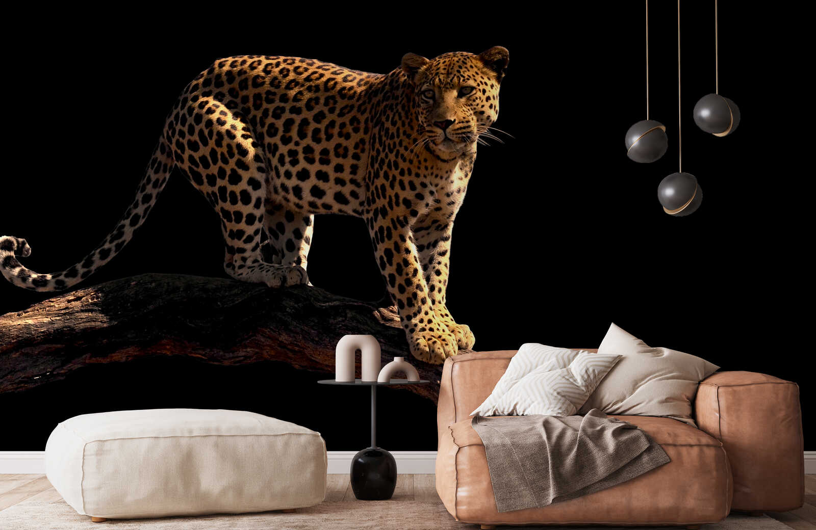 Fotomural Panel XXL 5 - Leopard photo mural standing on a branch on premium smooth vinyl