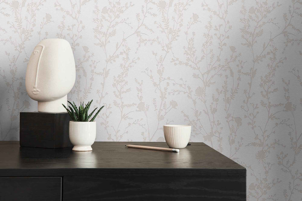Hochwertige Vliestapete Grau Floral