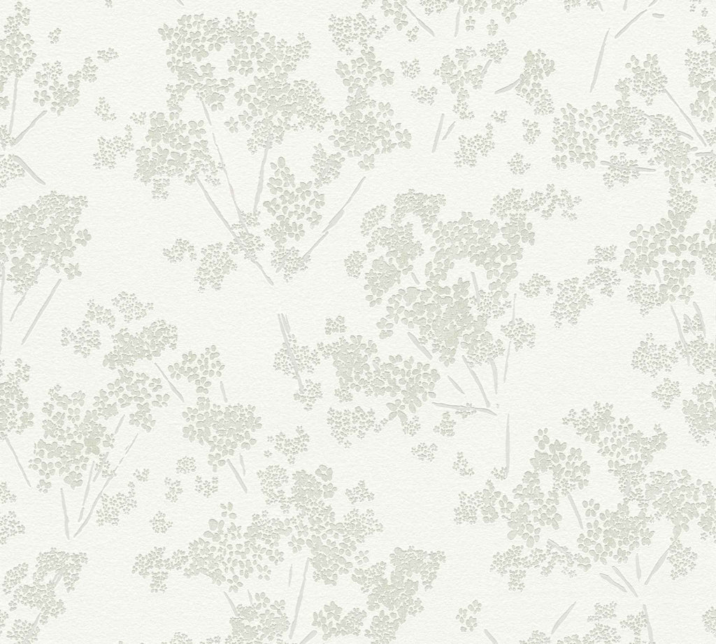 Hochwertige Vliestapete Weis Blumenmuster