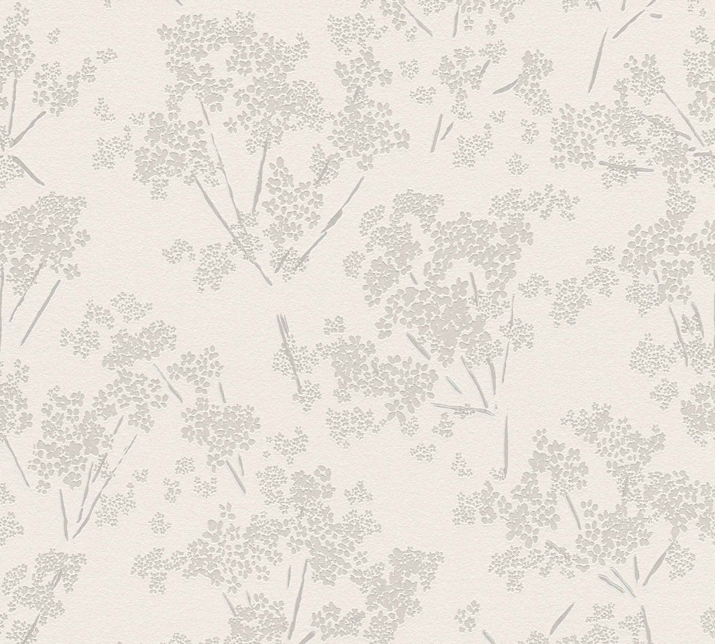 Hochwertige Vliestapete Weis Blumenmuster