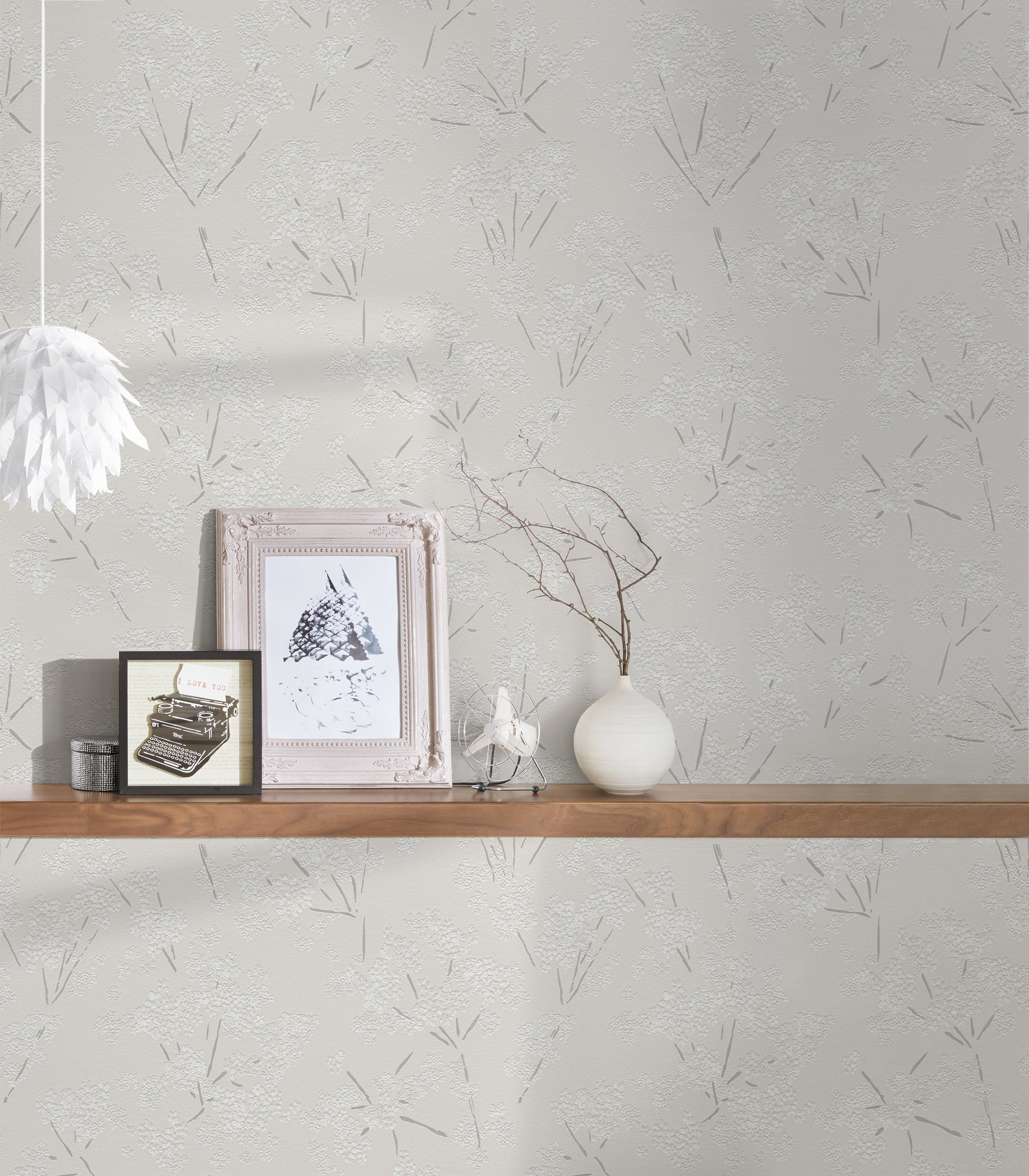 Hochwertige Vliestapete Grau Blumenmuster