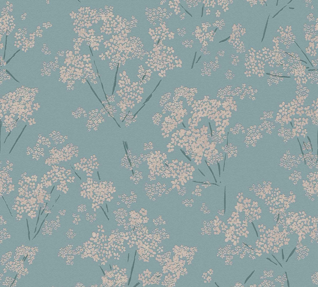 Hochwertige Vliestapete Blau Blumenmuster