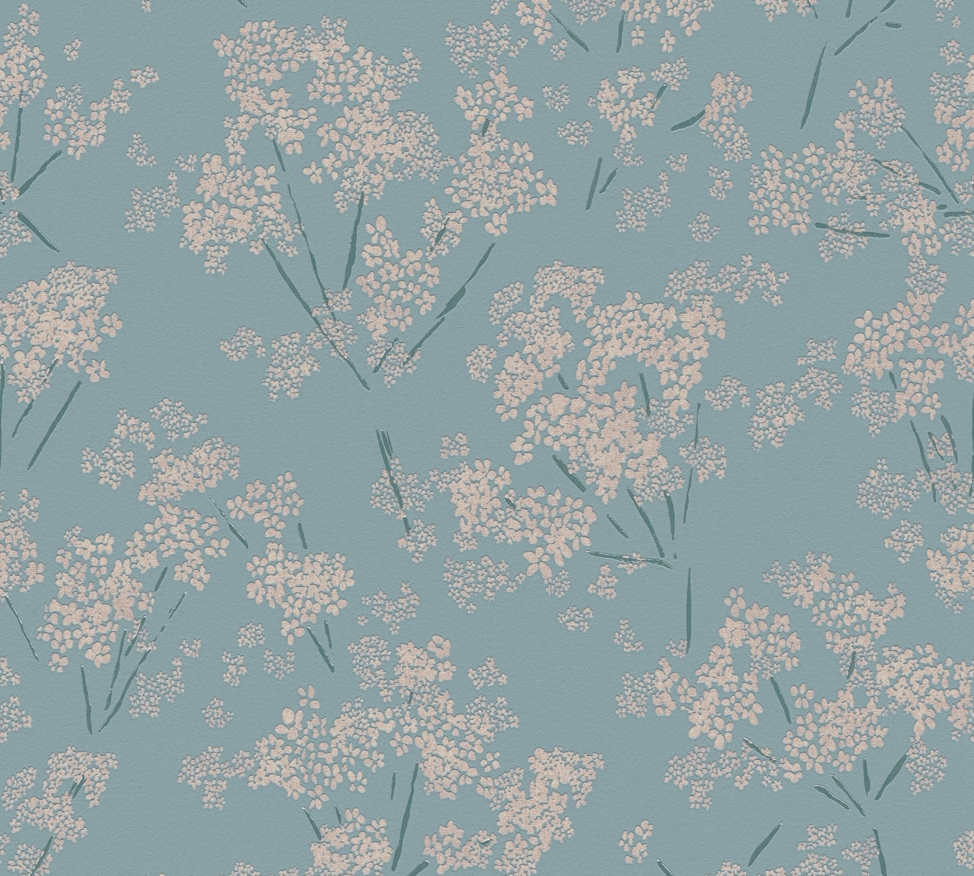 Hochwertige Vliestapete Blau Blumenmuster