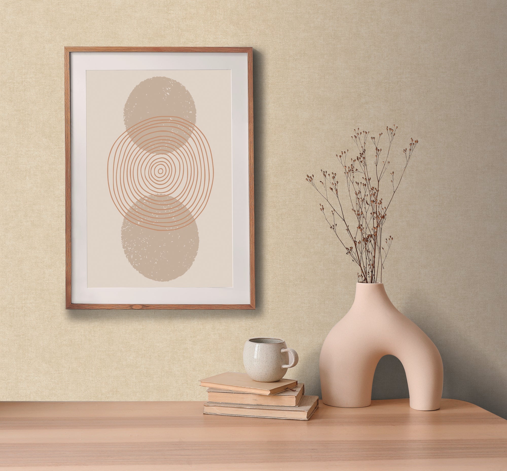 Hochwertige Vliestapete Beige Unitapete