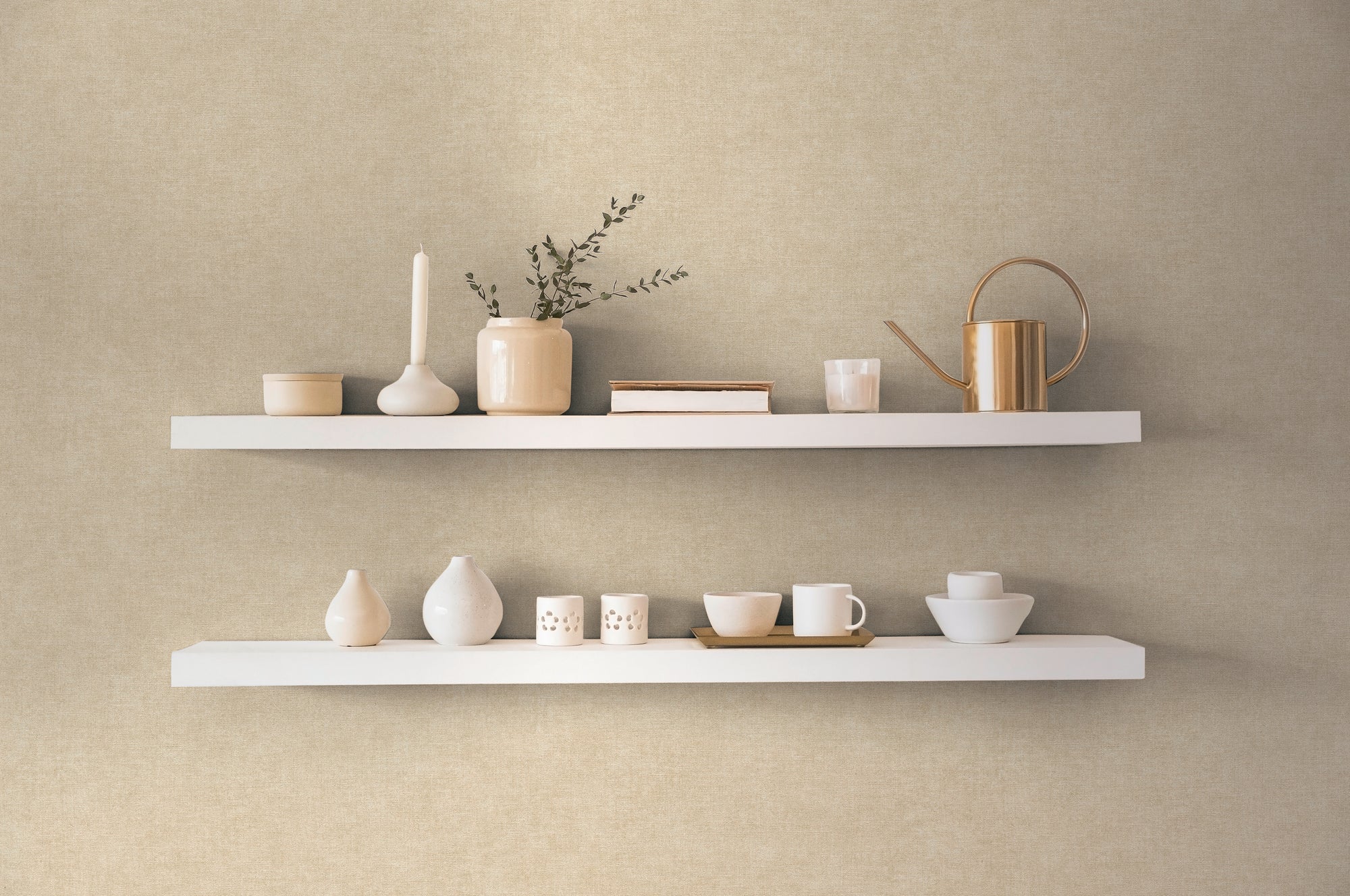 Hochwertige Vliestapete Beige Unitapete