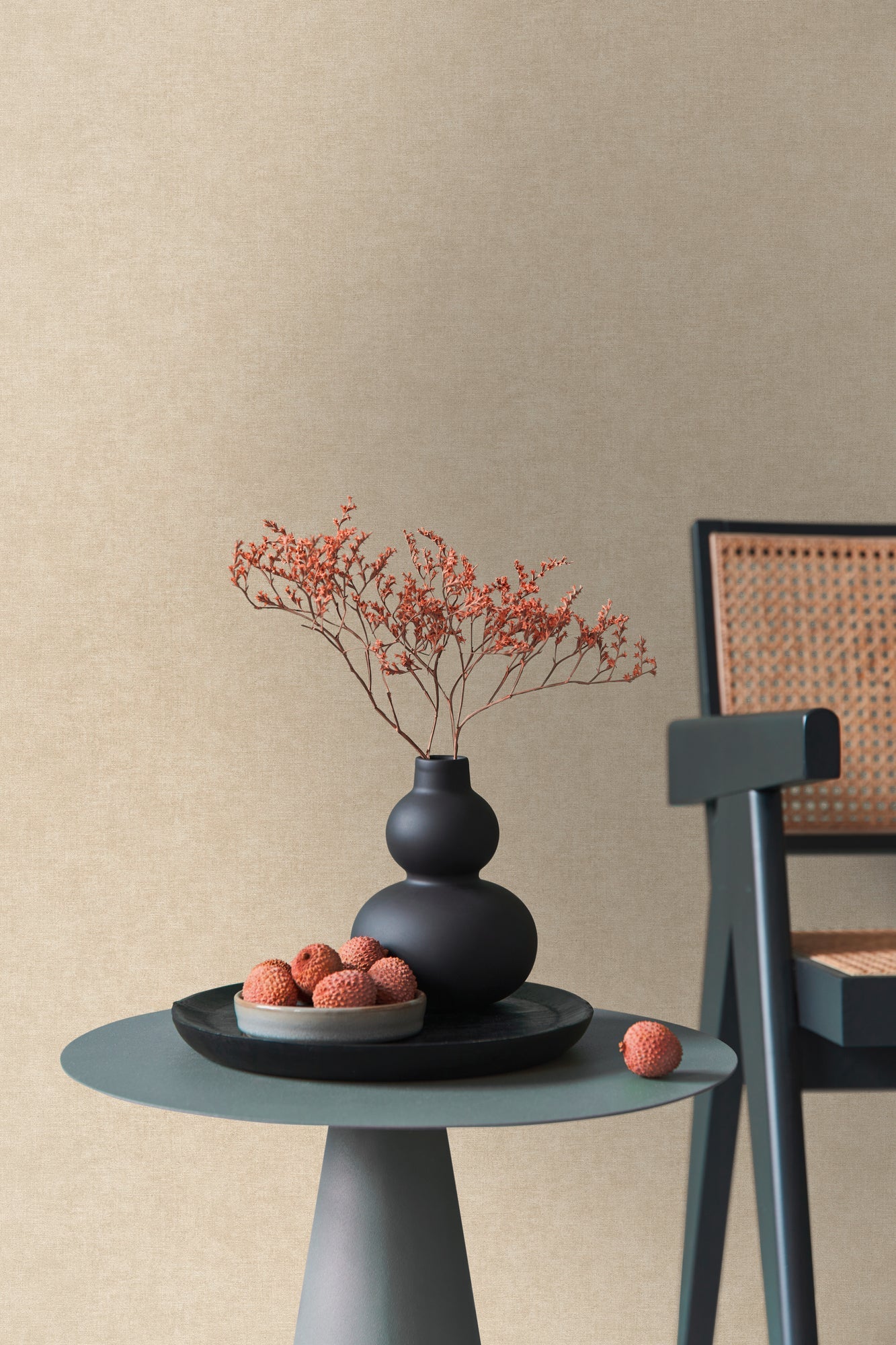 Hochwertige Vliestapete Beige Unitapete