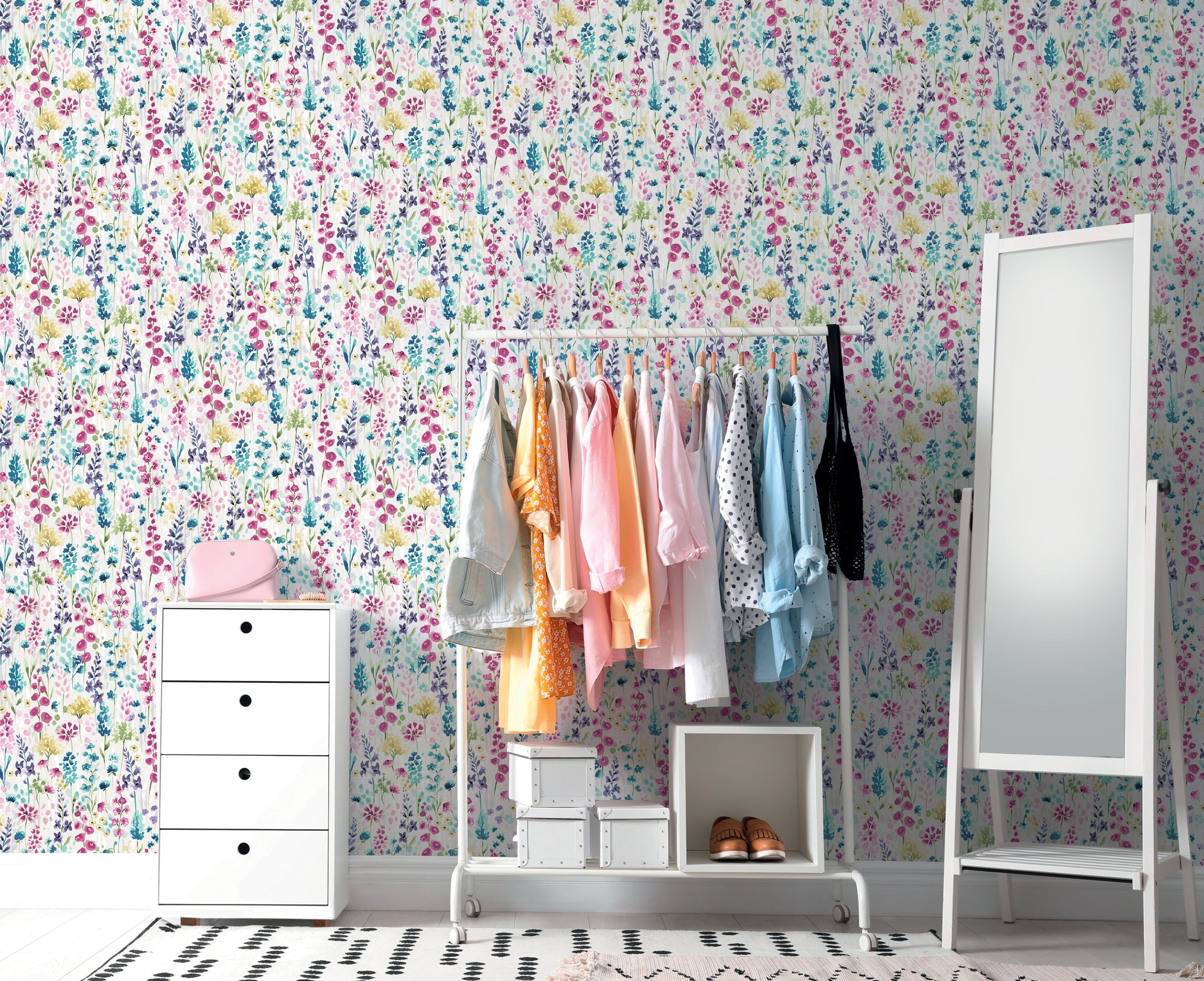 Hochwertige Vliestapete Bunt Blumenmuster