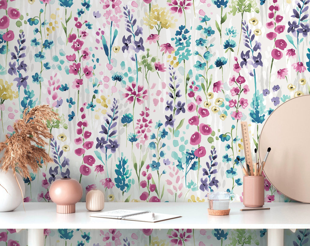 Hochwertige Vliestapete Bunt Blumenmuster
