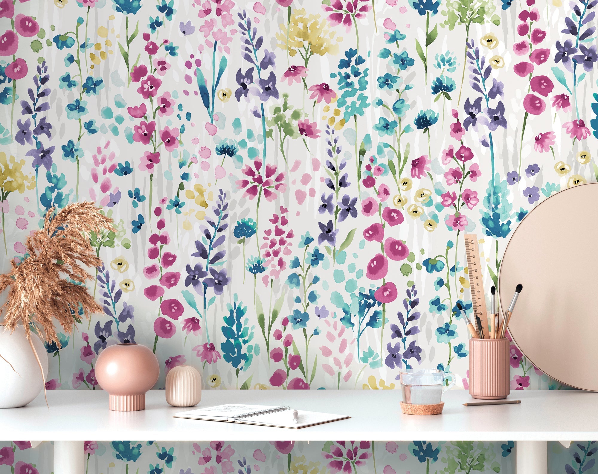 Hochwertige Vliestapete Bunt Blumenmuster