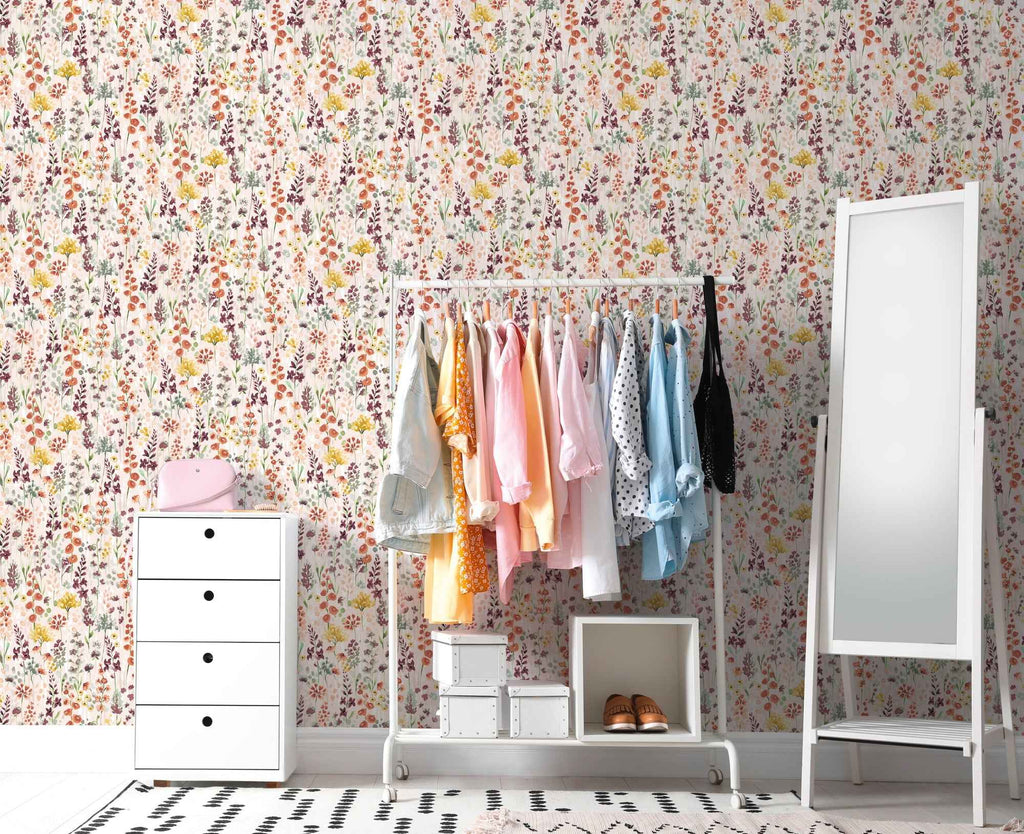 Hochwertige Vliestapete Beige Blumenmuster