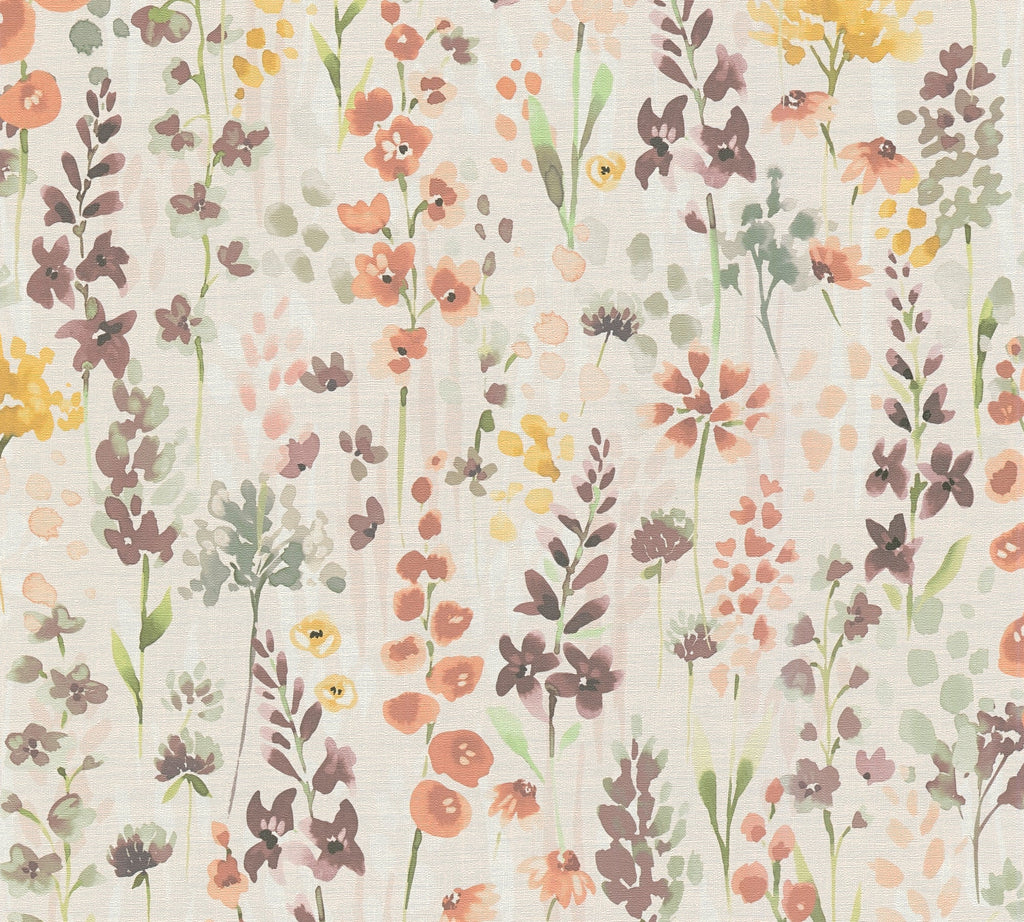 Papel pintado tejido no tejido beige diseño estampado floral - Matex - Imagen 4