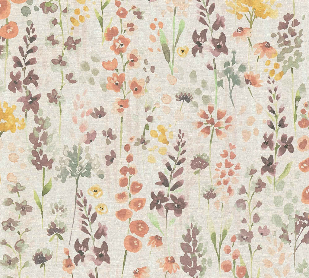 Hochwertige Vliestapete Beige Blumenmuster