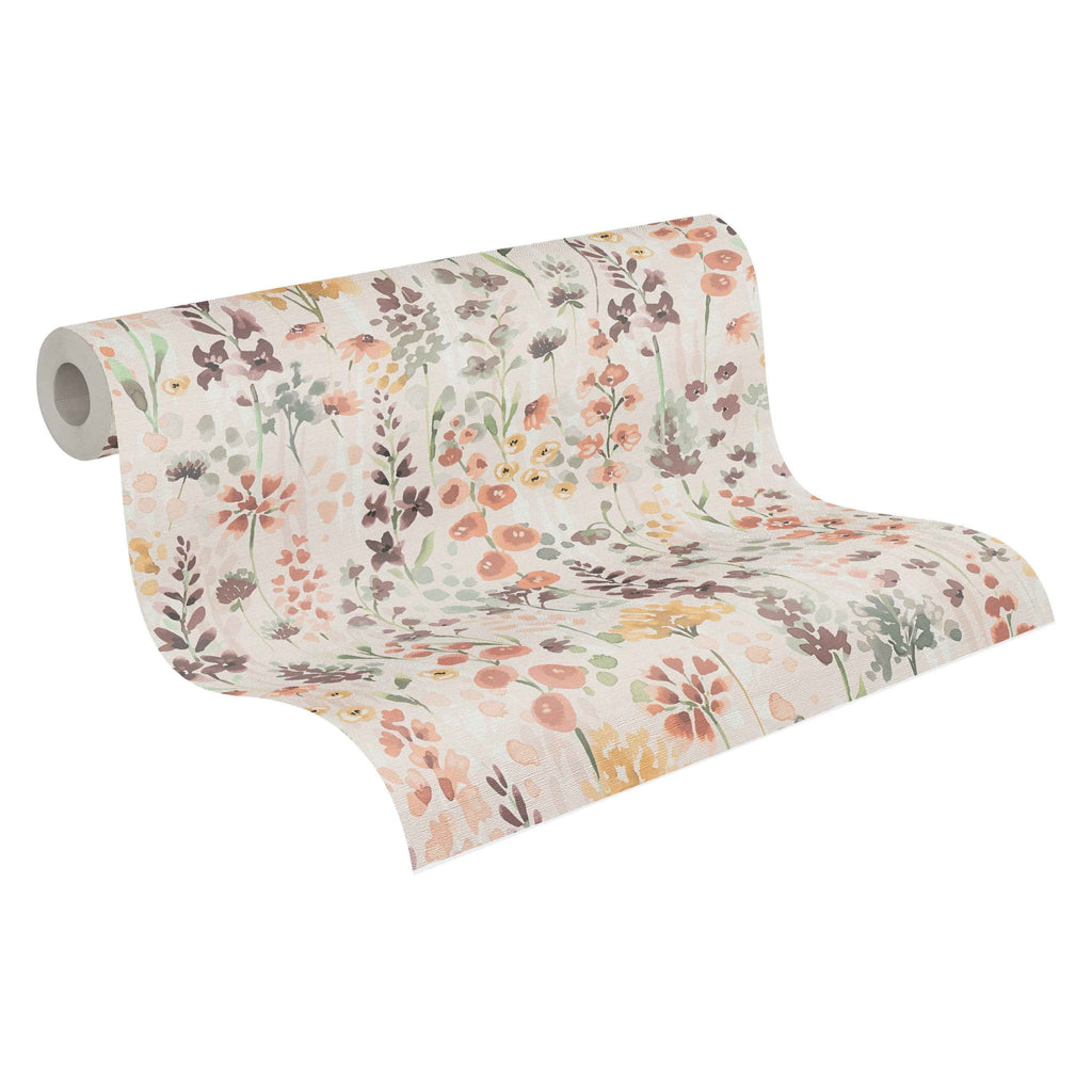 Hochwertige Vliestapete Beige Blumenmuster