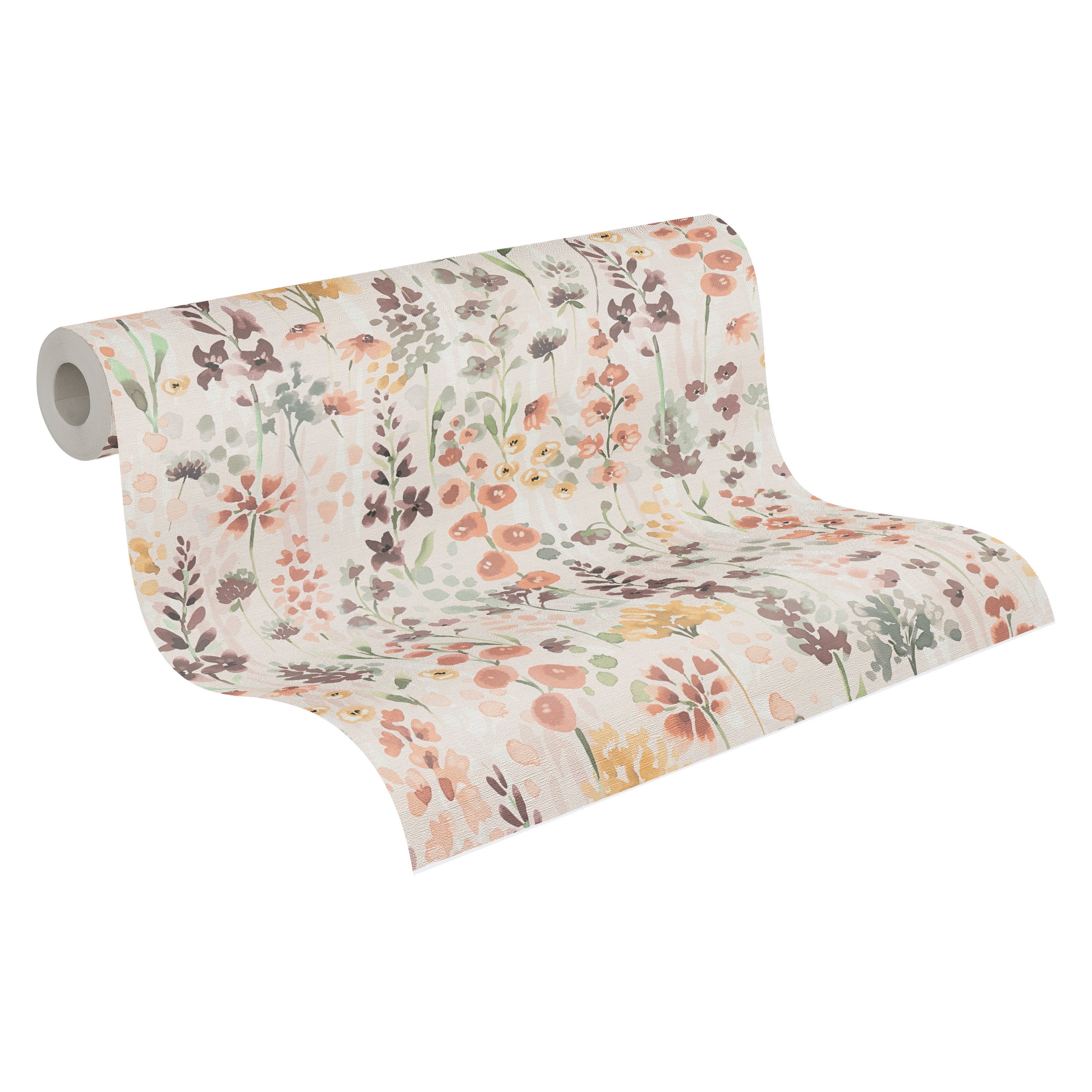 Hochwertige Vliestapete Beige Blumenmuster
