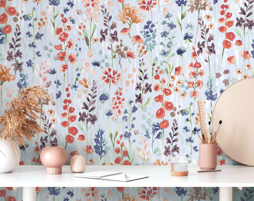 Hochwertige Vliestapete Bunt Blumenmuster