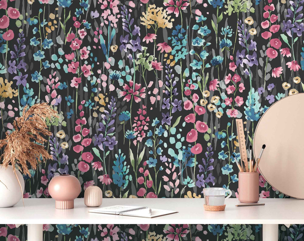 Hochwertige Vliestapete Bunt Blumenmuster