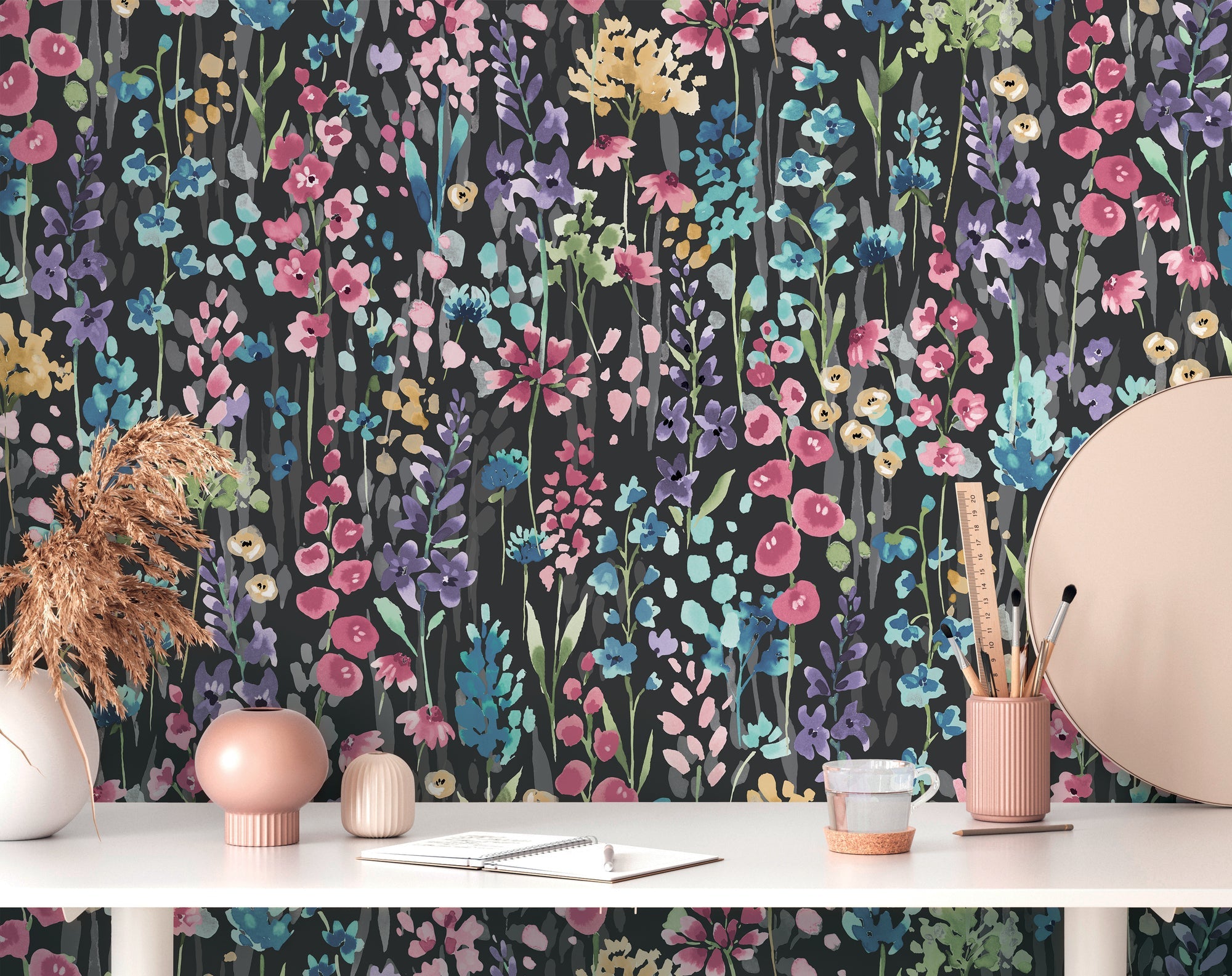Hochwertige Vliestapete Bunt Blumenmuster