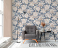 Hochwertige Vliestapete Blau Blumenmuster
