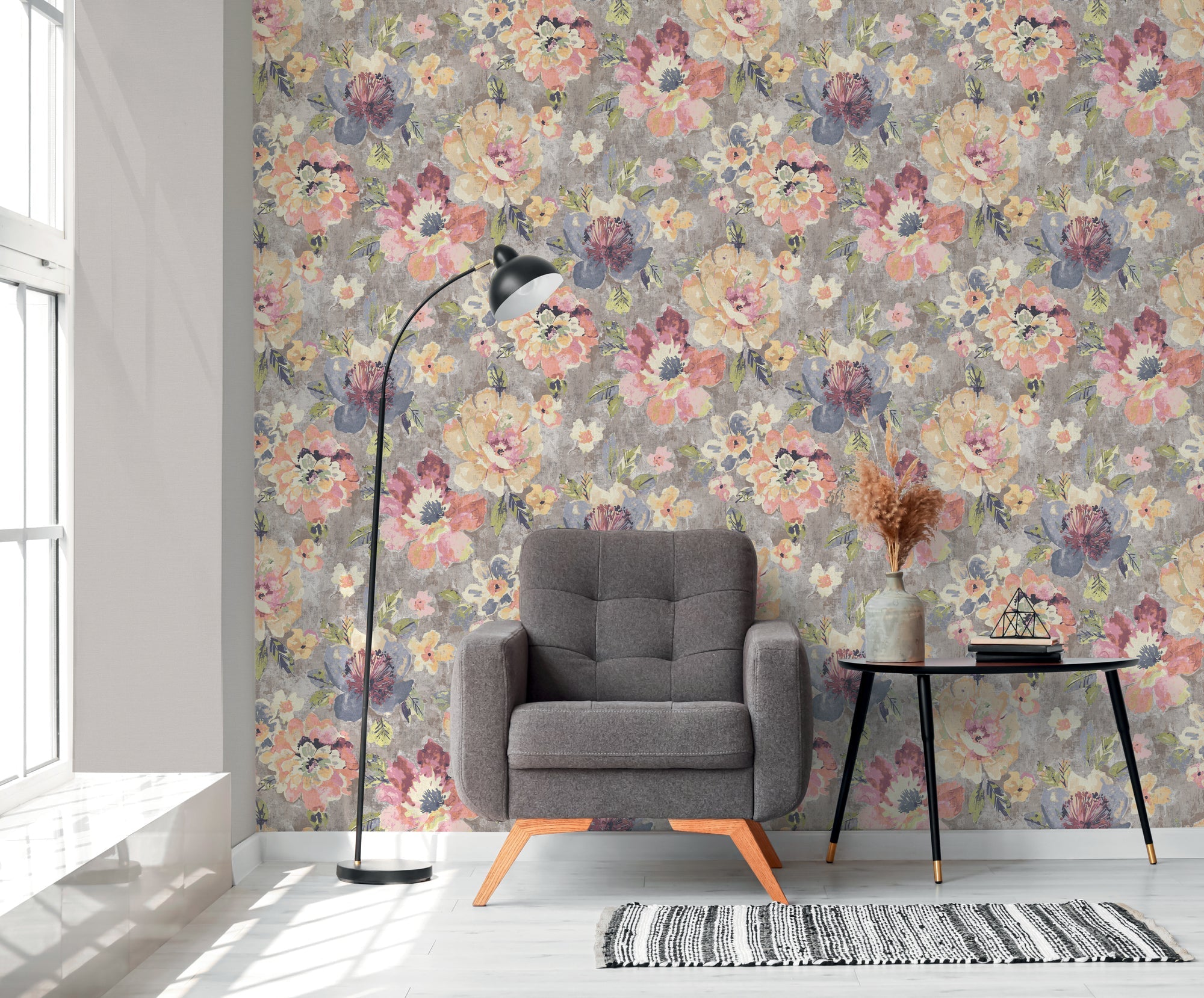 Hochwertige Vliestapete Bunt Blumenmuster