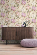 Papel pintado tejido no tejido violeta diseño estampado floral - Matex - Imagen 1