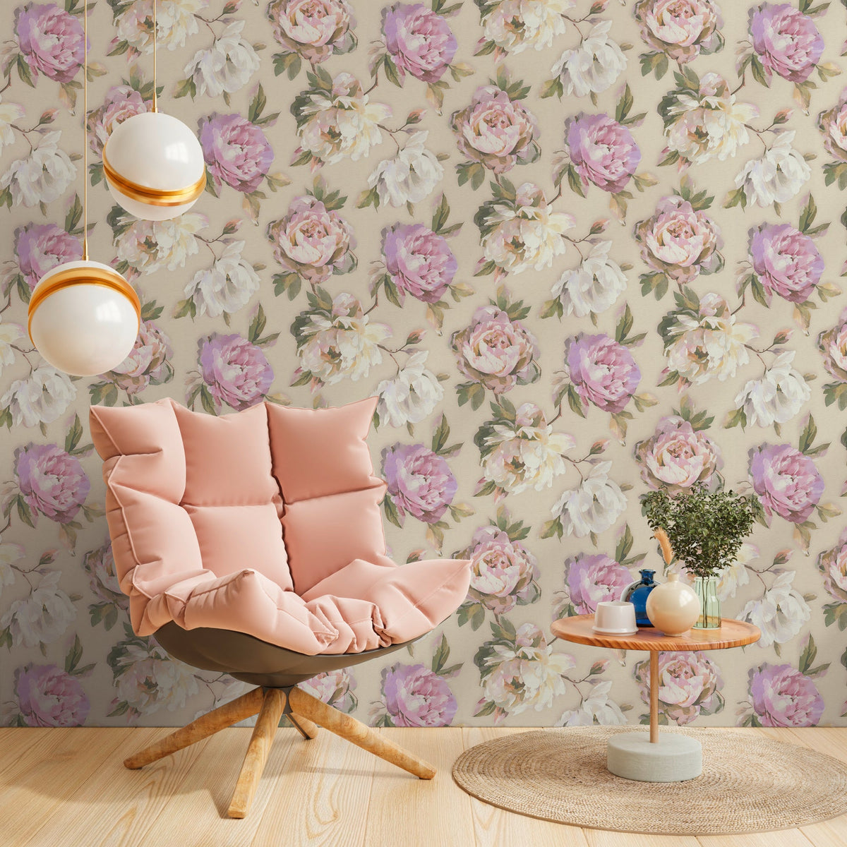 Papel pintado tejido no tejido violeta diseño estampado floral - Matex - Imagen 4