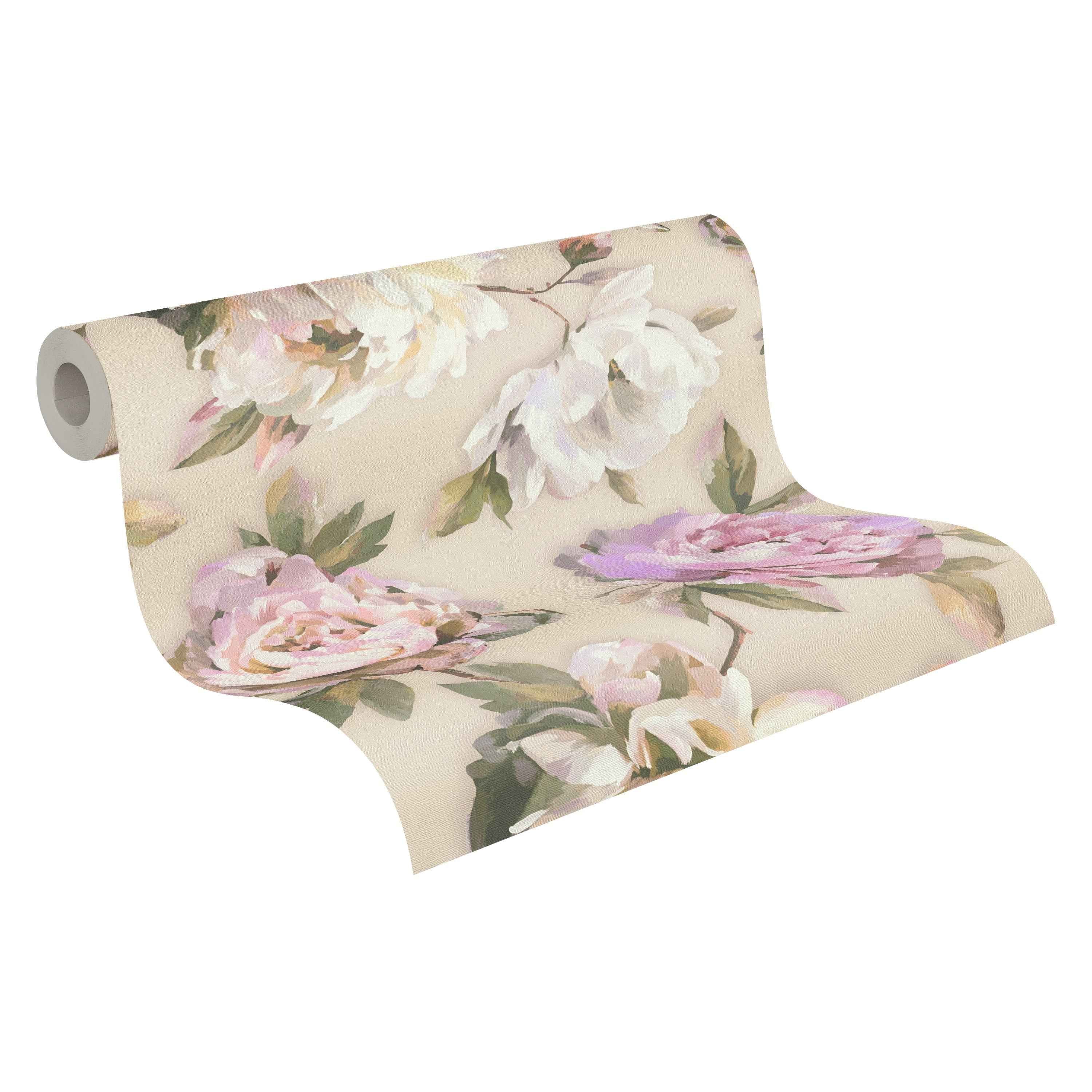 Hochwertige Vliestapete Violett Blumenmuster