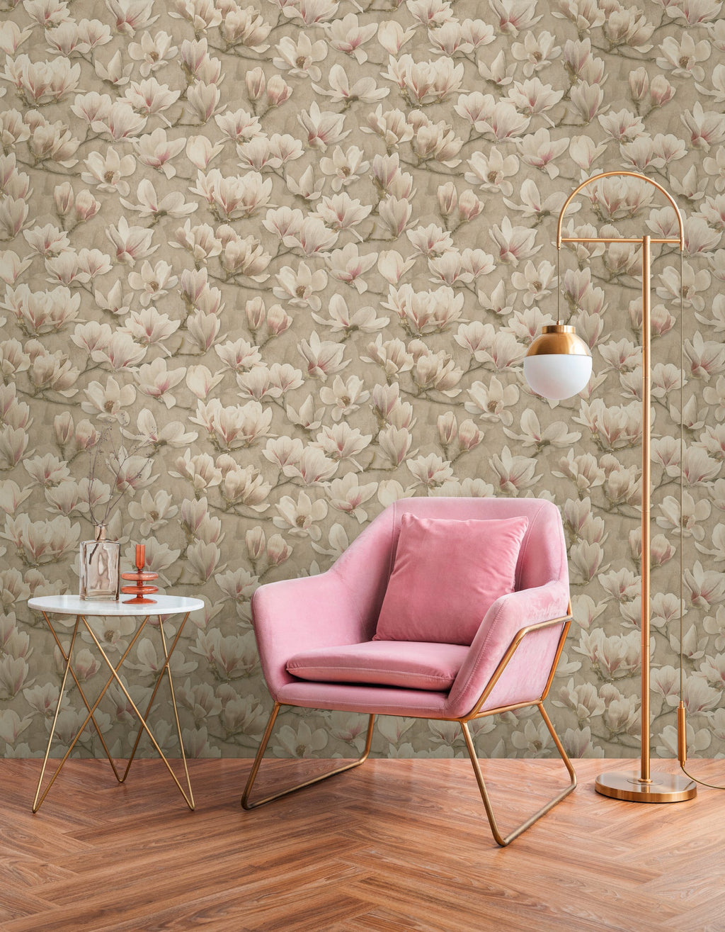 Papel pintado tejido no tejido marrón diseño estampado floral - Matex - Imagen 2