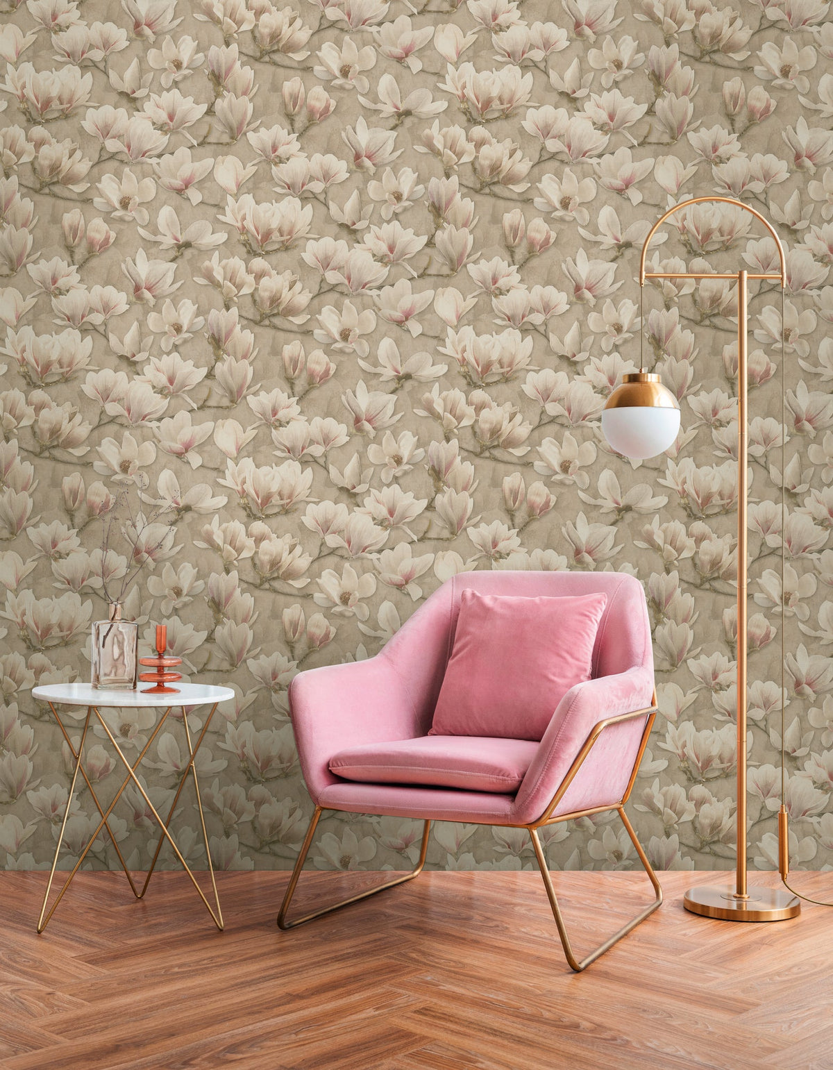 Papel pintado tejido no tejido marrón diseño estampado floral - Matex - Imagen 2