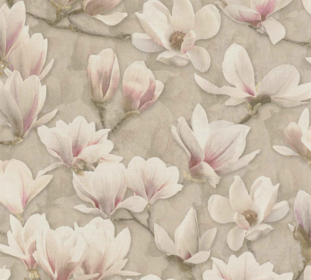 Hochwertige Vliestapete Braun Blumenmuster