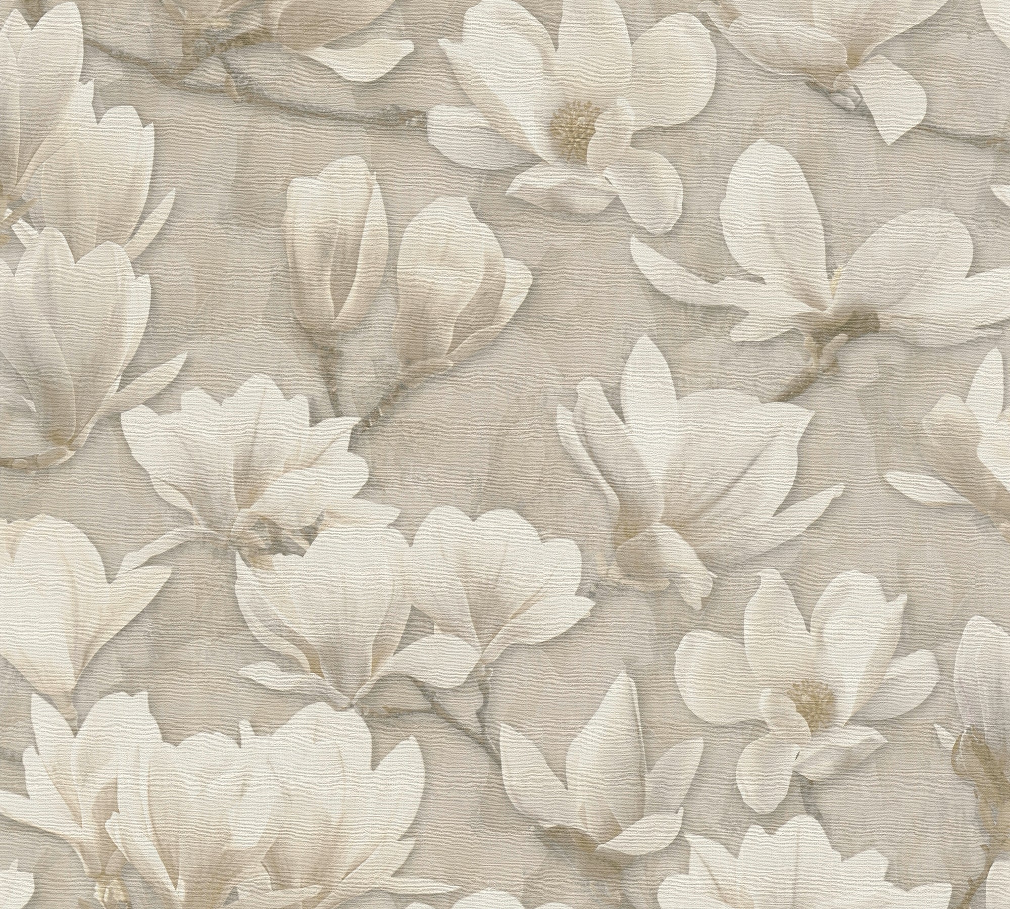 Hochwertige Vliestapete Beige Blumenmuster