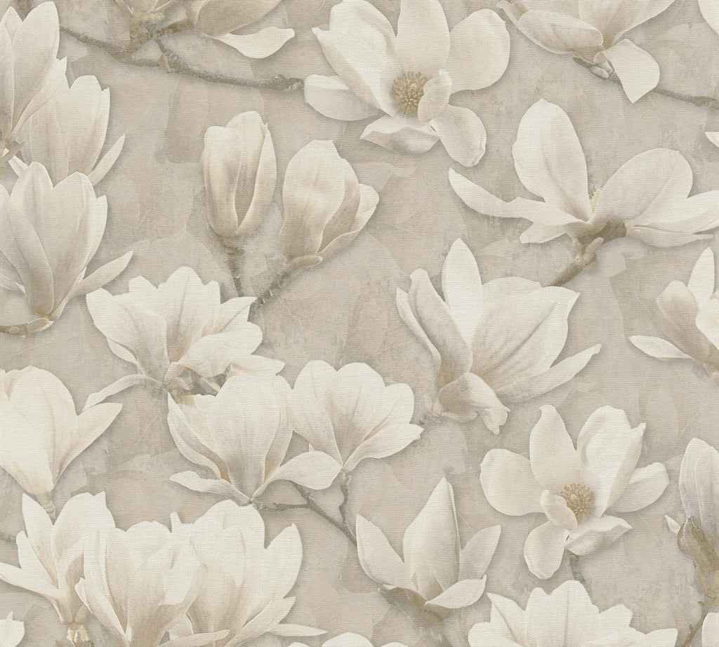Papel pintado tejido no tejido beige diseño estampado floral - Matex - Imagen 4